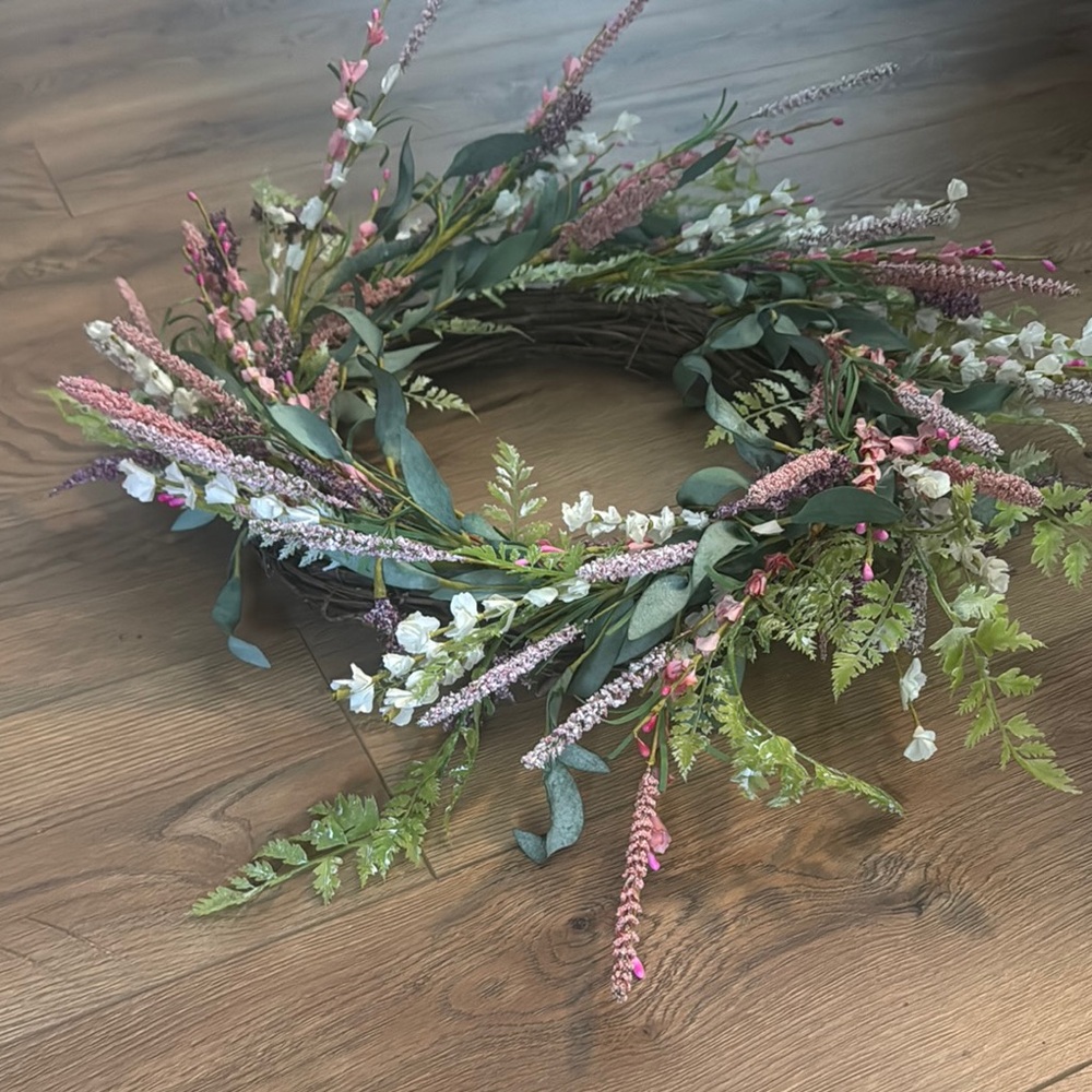 Floral Wreath with Pink and Green Accents - Picture 3 of 4